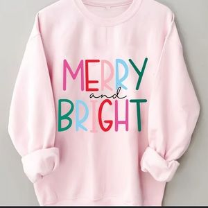 Merry & Bright Pink Sweatshirt, size L
